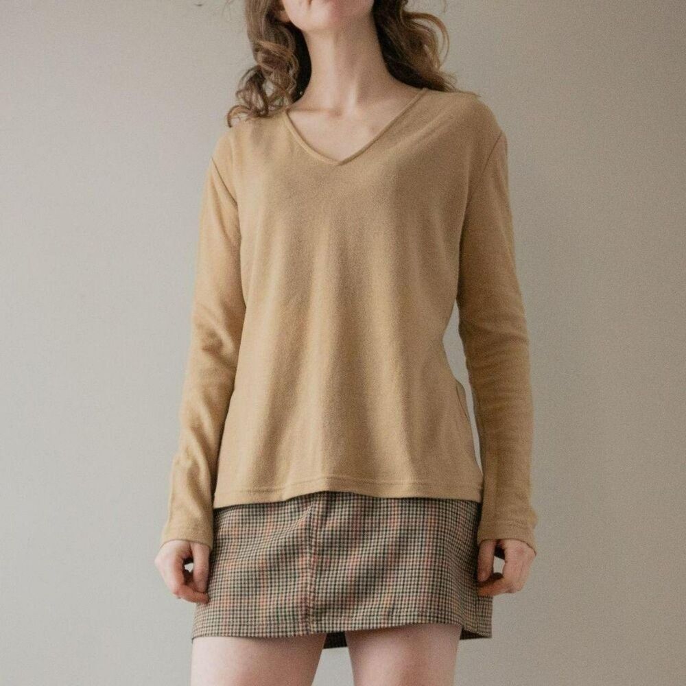 Vintage Giorgio Armani Tan Camel Fine Wool Designer Sweater Women's